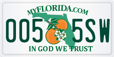 FL license plate 0055SW