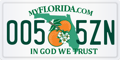 FL license plate 0055ZN