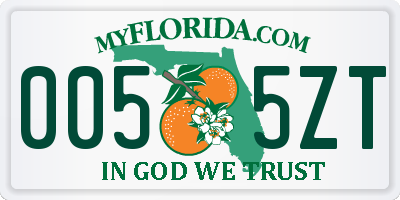 FL license plate 0055ZT