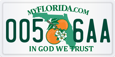 FL license plate 0056AA