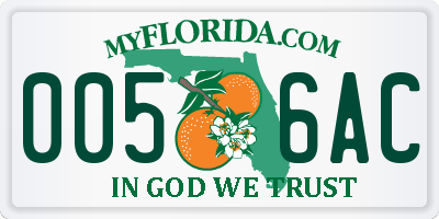 FL license plate 0056AC