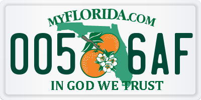 FL license plate 0056AF