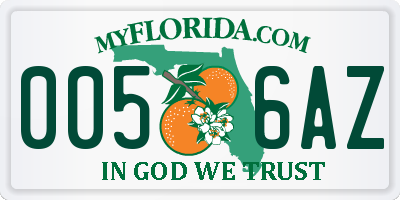 FL license plate 0056AZ