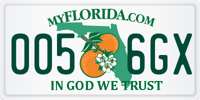 FL license plate 0056GX