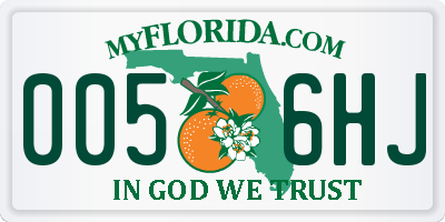 FL license plate 0056HJ