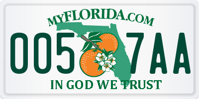 FL license plate 0057AA