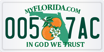 FL license plate 0057AC