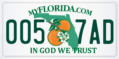 FL license plate 0057AD