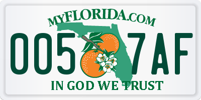 FL license plate 0057AF