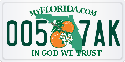 FL license plate 0057AK