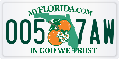 FL license plate 0057AW