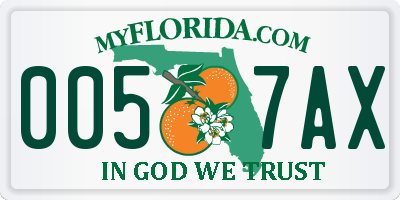 FL license plate 0057AX