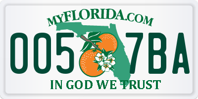 FL license plate 0057BA