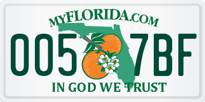 FL license plate 0057BF