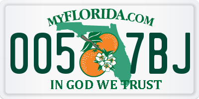 FL license plate 0057BJ