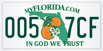 FL license plate 0057CF