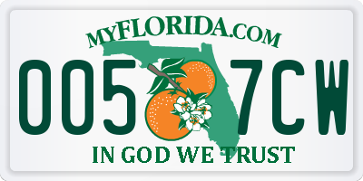 FL license plate 0057CW