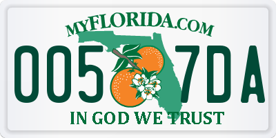 FL license plate 0057DA