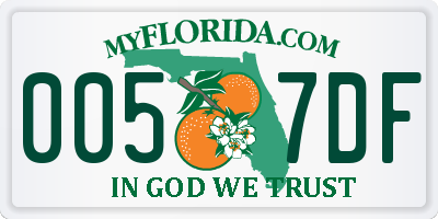 FL license plate 0057DF