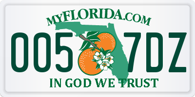 FL license plate 0057DZ