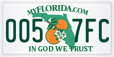 FL license plate 0057FC