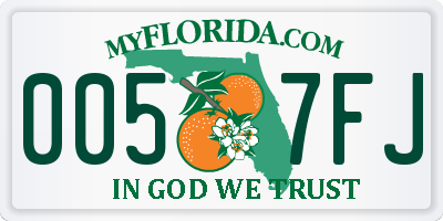 FL license plate 0057FJ