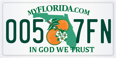 FL license plate 0057FN