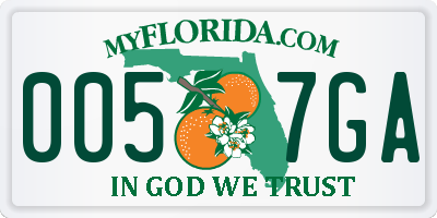 FL license plate 0057GA