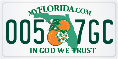 FL license plate 0057GC