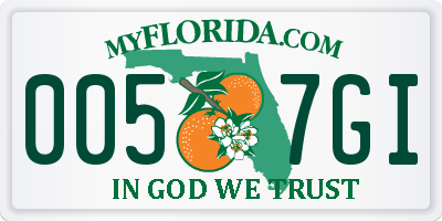 FL license plate 0057GI