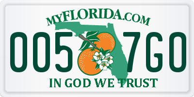 FL license plate 0057GO