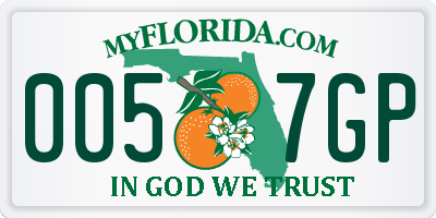FL license plate 0057GP