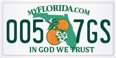 FL license plate 0057GS