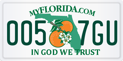 FL license plate 0057GU