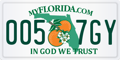 FL license plate 0057GY