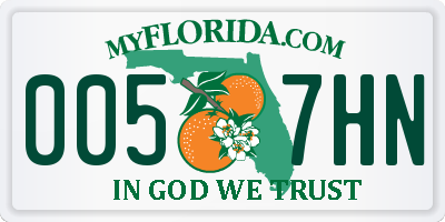 FL license plate 0057HN