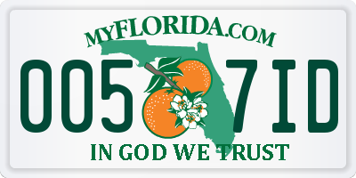 FL license plate 0057ID