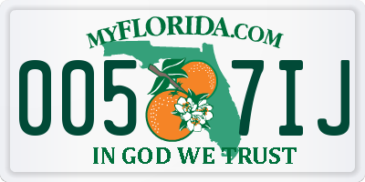 FL license plate 0057IJ