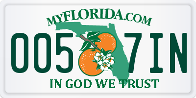 FL license plate 0057IN