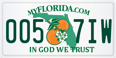 FL license plate 0057IW
