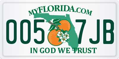FL license plate 0057JB