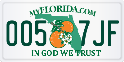 FL license plate 0057JF