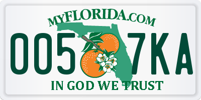 FL license plate 0057KA