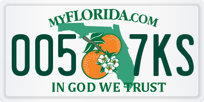 FL license plate 0057KS