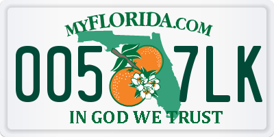 FL license plate 0057LK