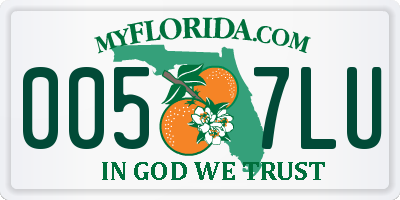 FL license plate 0057LU