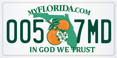 FL license plate 0057MD