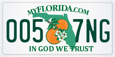 FL license plate 0057NG