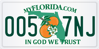 FL license plate 0057NJ