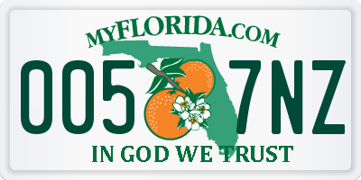 FL license plate 0057NZ